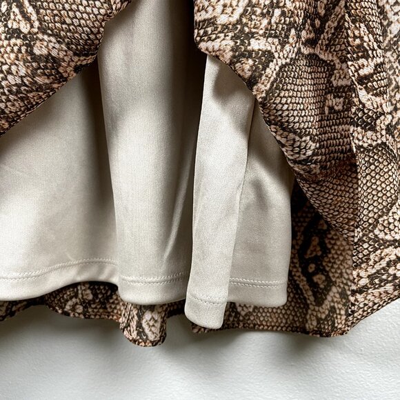 Lauren Ralph Lauren Dress Womens 14 Brown Snake Python A-Line Sleeveless Pleated - Picture 7 of 12